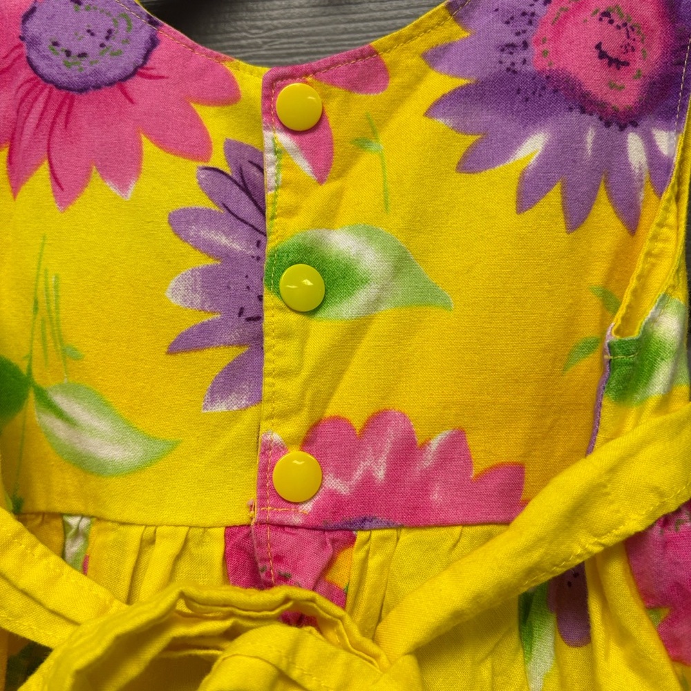 Handmade Floral Toddler Dress with Pink and Purple Accent Flowers- Approx 3-4T - Picture 3 of 8